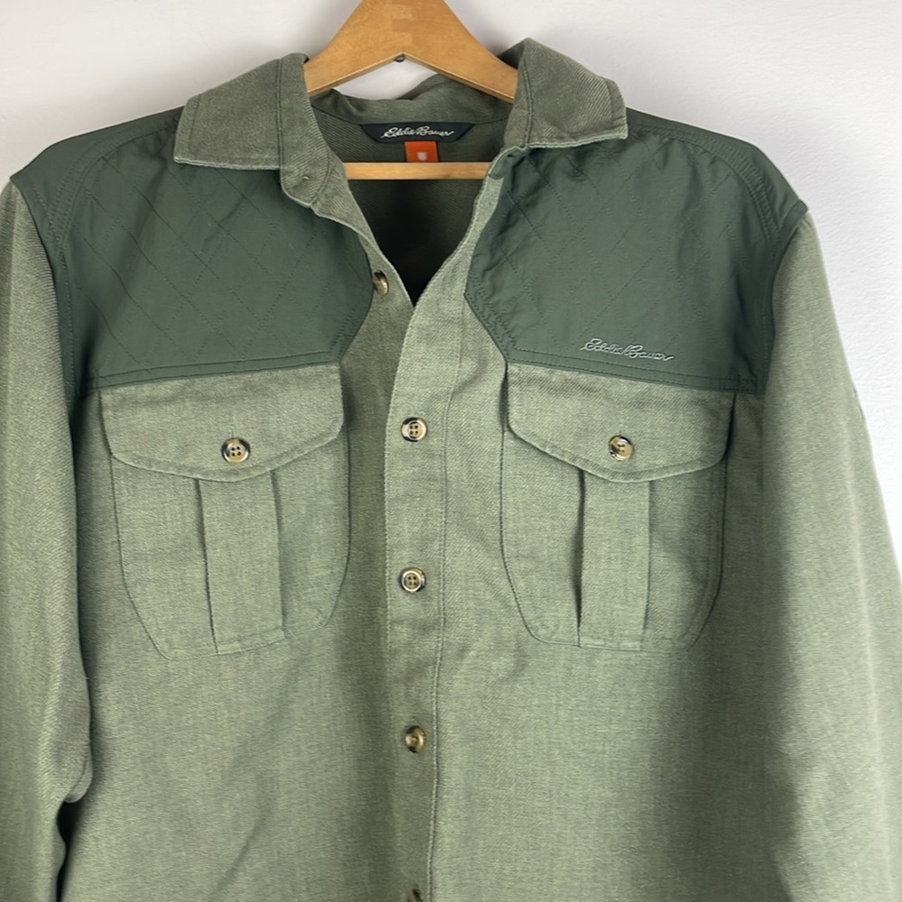 Eddie Bauer Sport Shop Shirt Jacket Mens Size Medium Button Up Quilted Detail - Picture 3 of 8